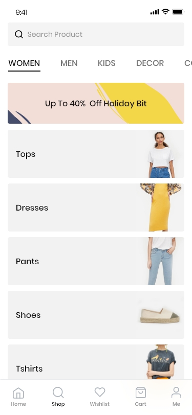 Ucheed ecommerce mobile app categories