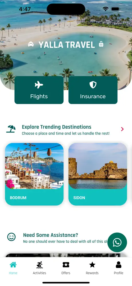 yalla travel. mobile app screenshot