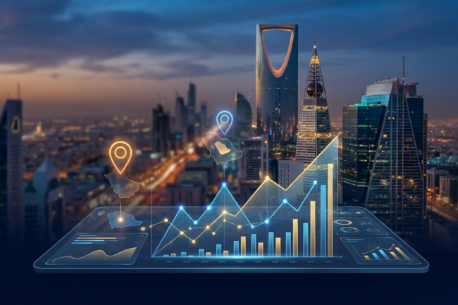 SEO search growth dashboard for a business targeting Saudi Arabia and the wider Gulf market