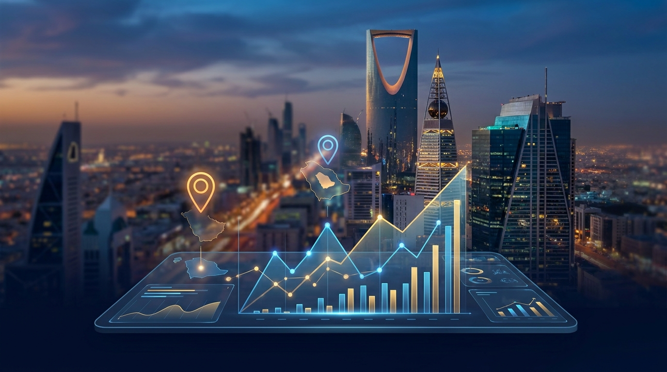 SEO search growth dashboard for a business targeting Saudi Arabia and the wider Gulf market