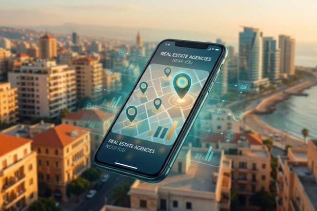 Google local pack search results for a real estate agency in Beirut, Lebanon